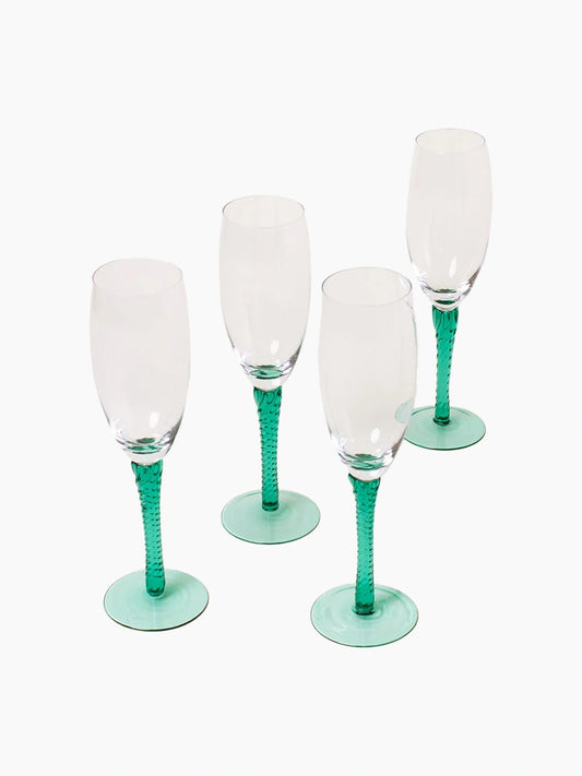 Braided Green Flutes Set of 4