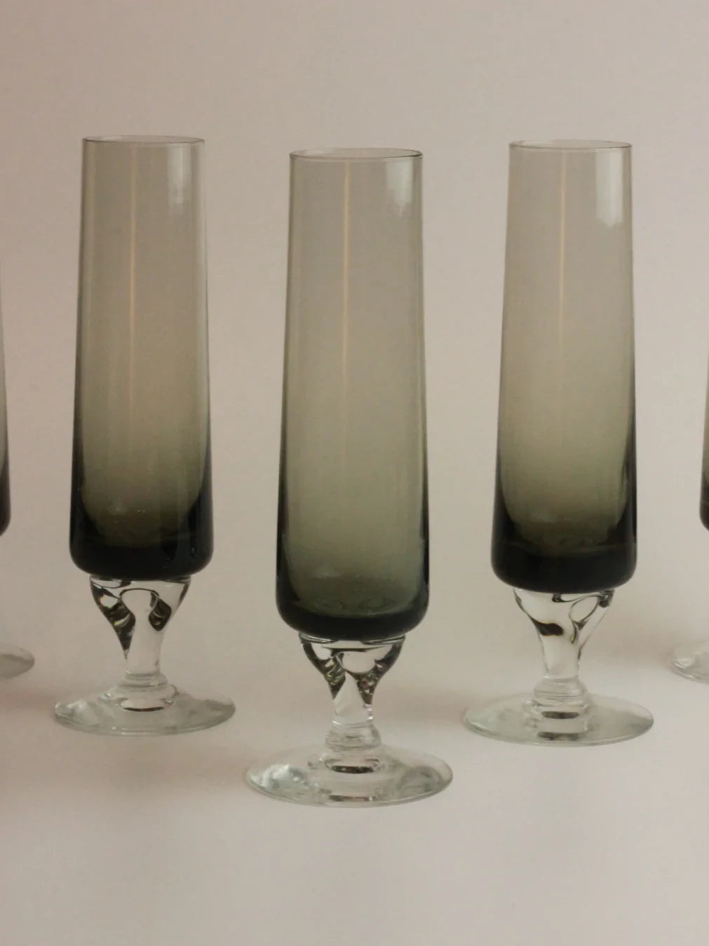 Vintage Grey Flute Glasses Set Of 5