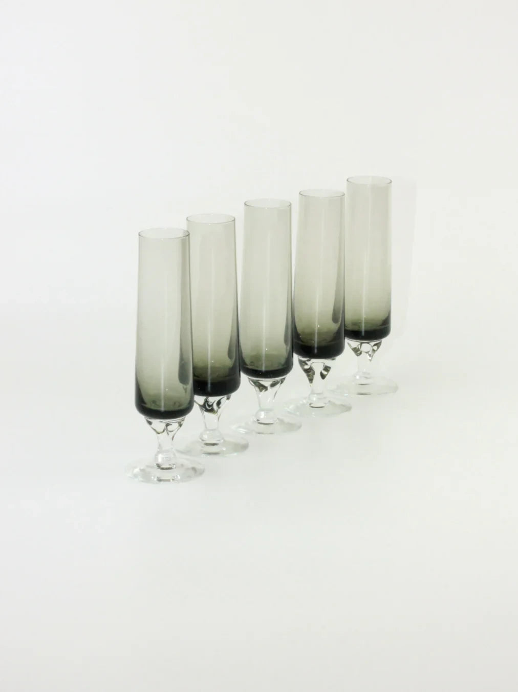 Vintage Grey Flute Glasses Set Of 5