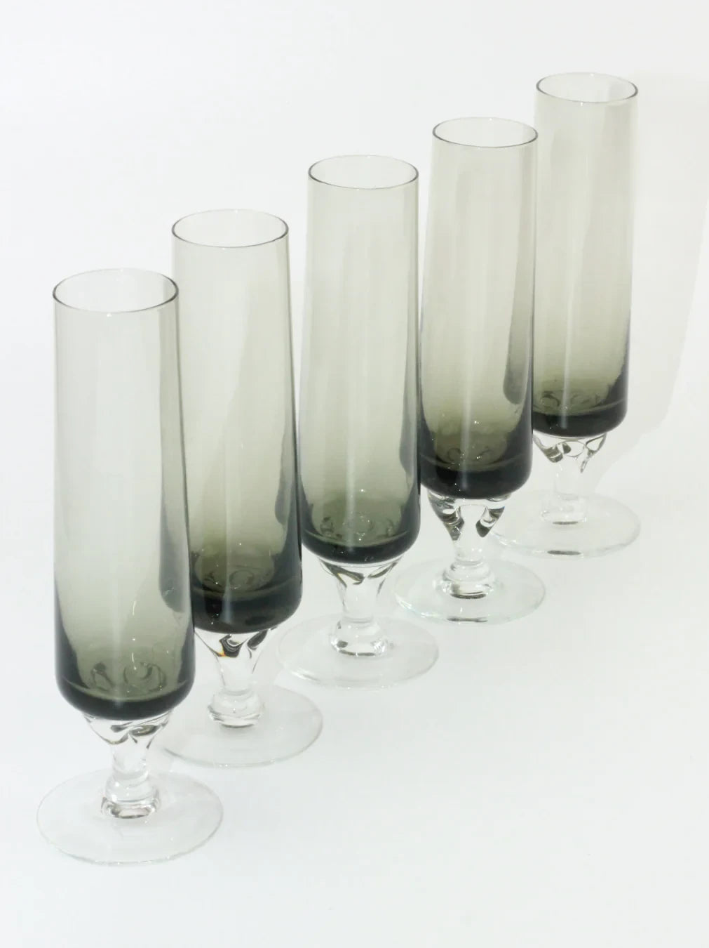 Vintage Grey Flute Glasses Set Of 5