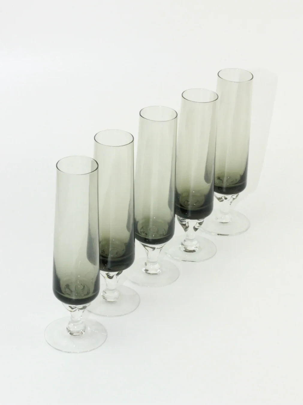 Vintage Grey Flute Glasses Set Of 5