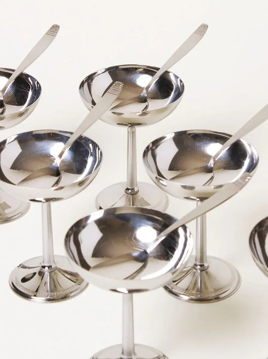 Tall Coupes With Spoons Set of 5