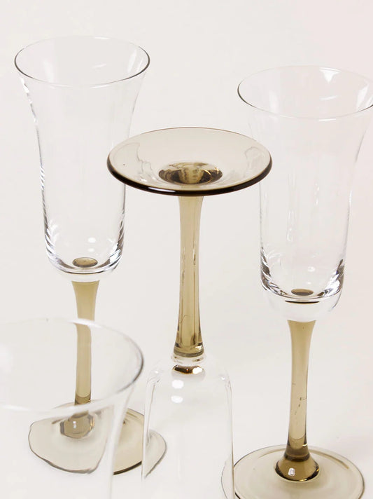 Smoked Stem Flutes Set of 4