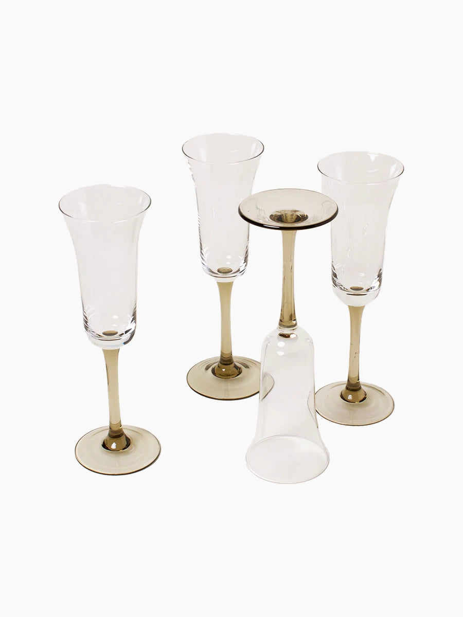 Smoked Stem Flutes Set of 4