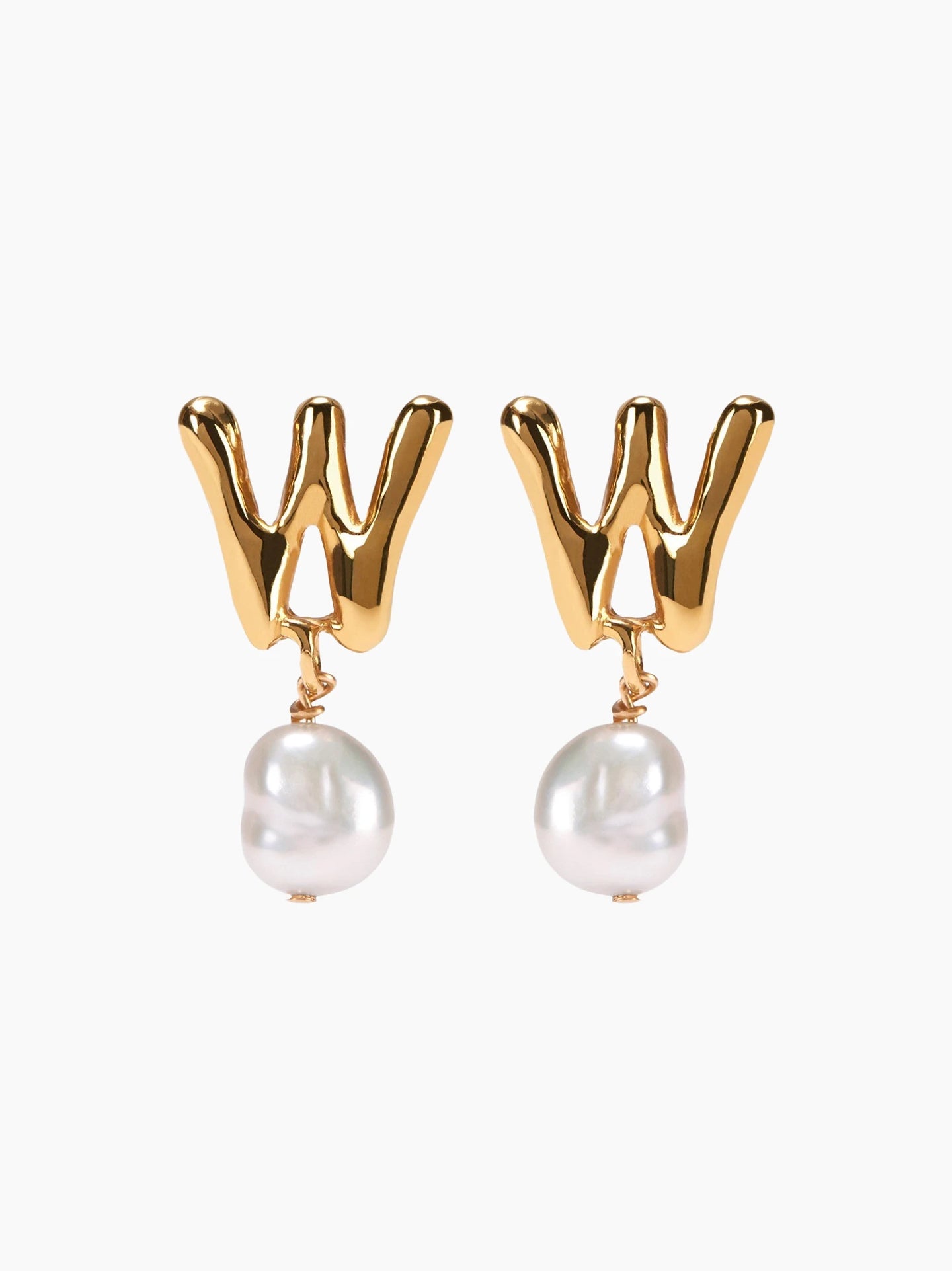 Gold Pearl Letter Earrings