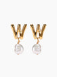 Gold Pearl Letter Earrings