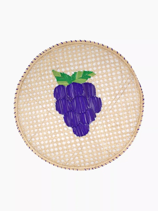 Woven Straw Grape Round Placemats Set