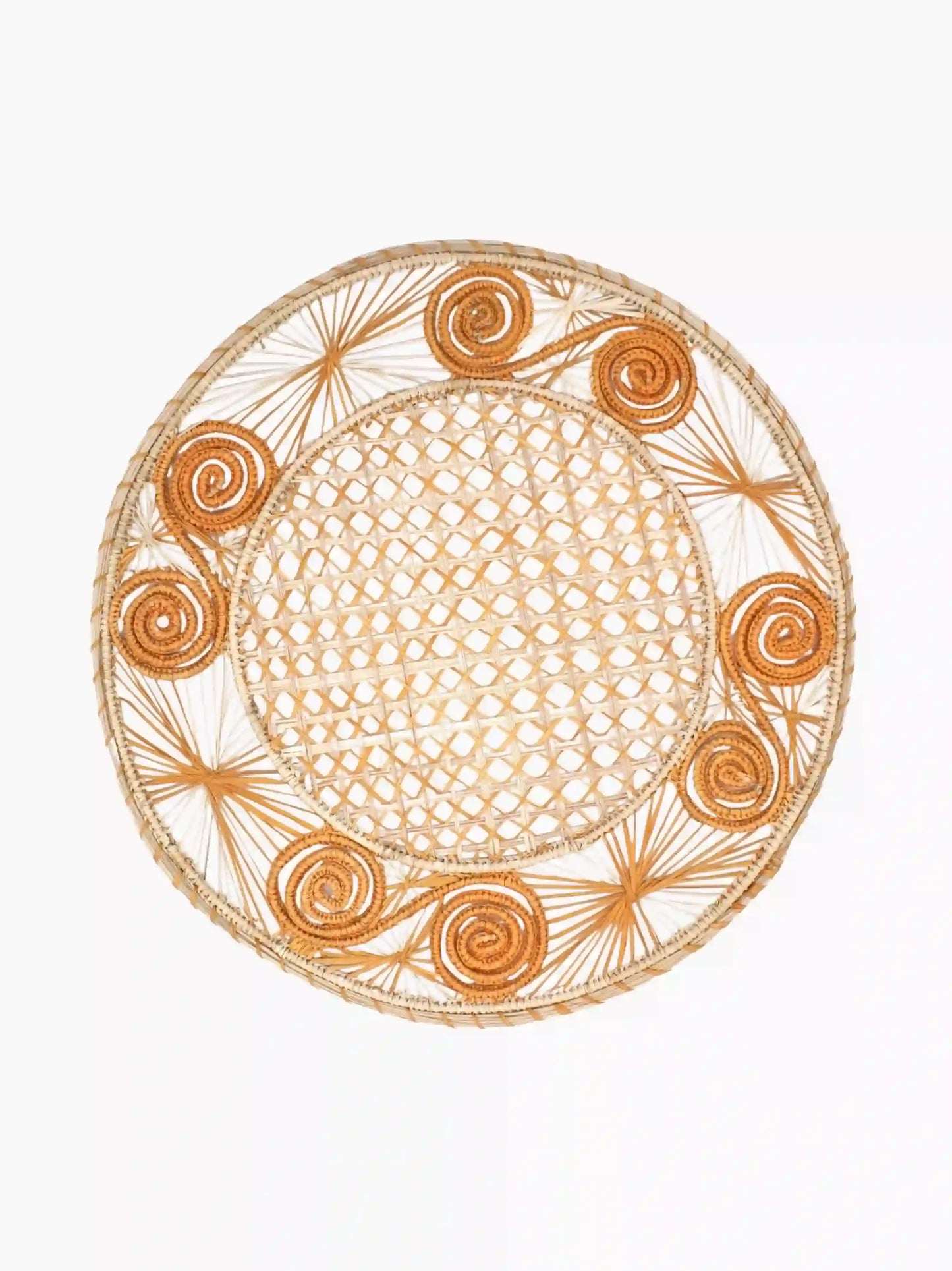 Woven Straw Spiral Placemats Set