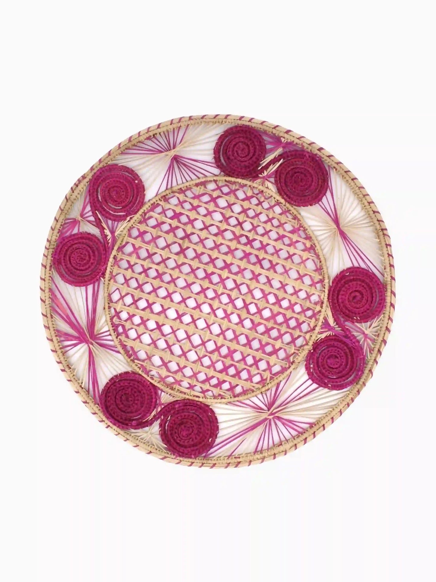 Woven Straw Spiral Placemats Set