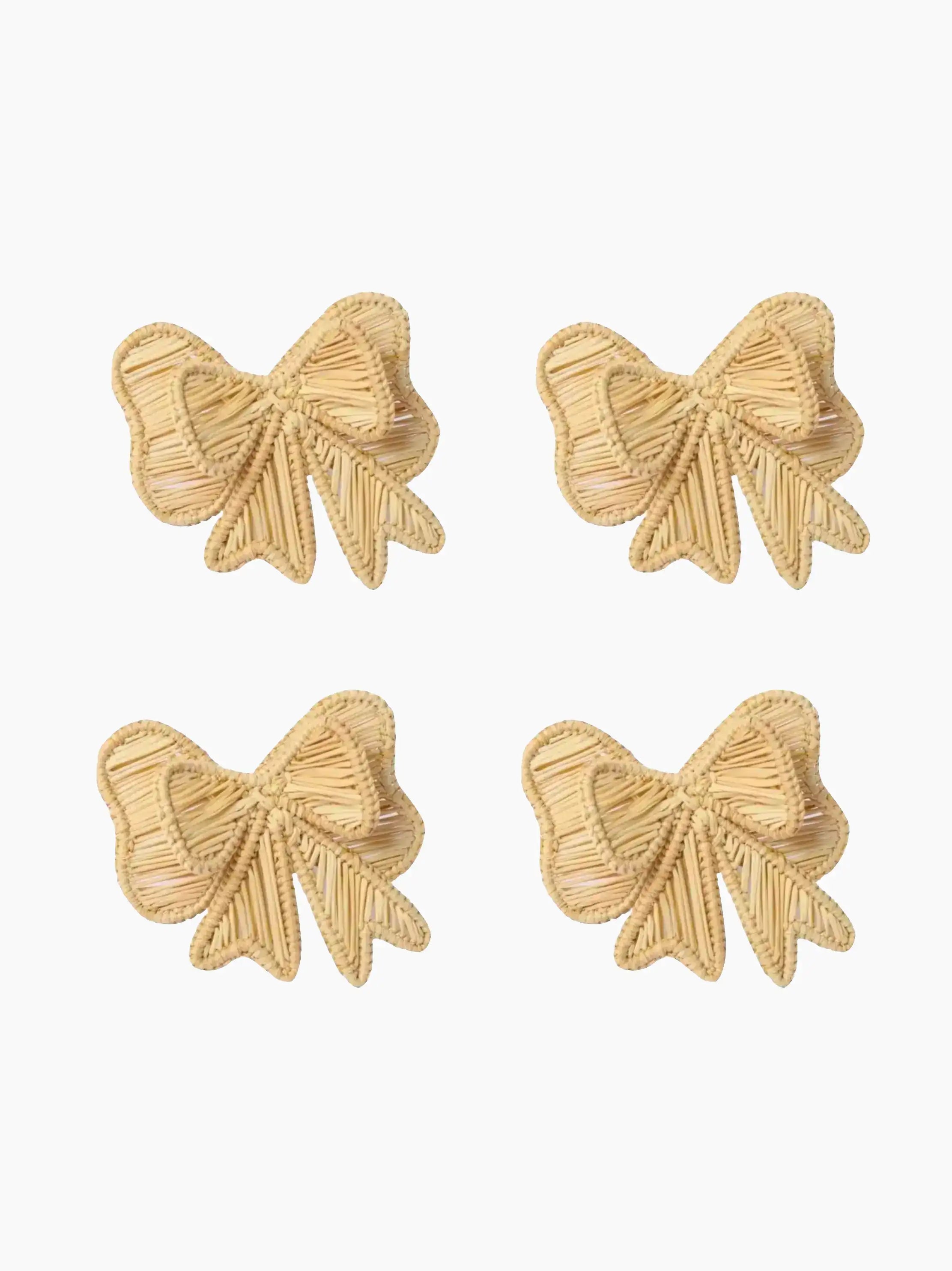 Woven Straw Ribbon Napkin Rings Set of 4