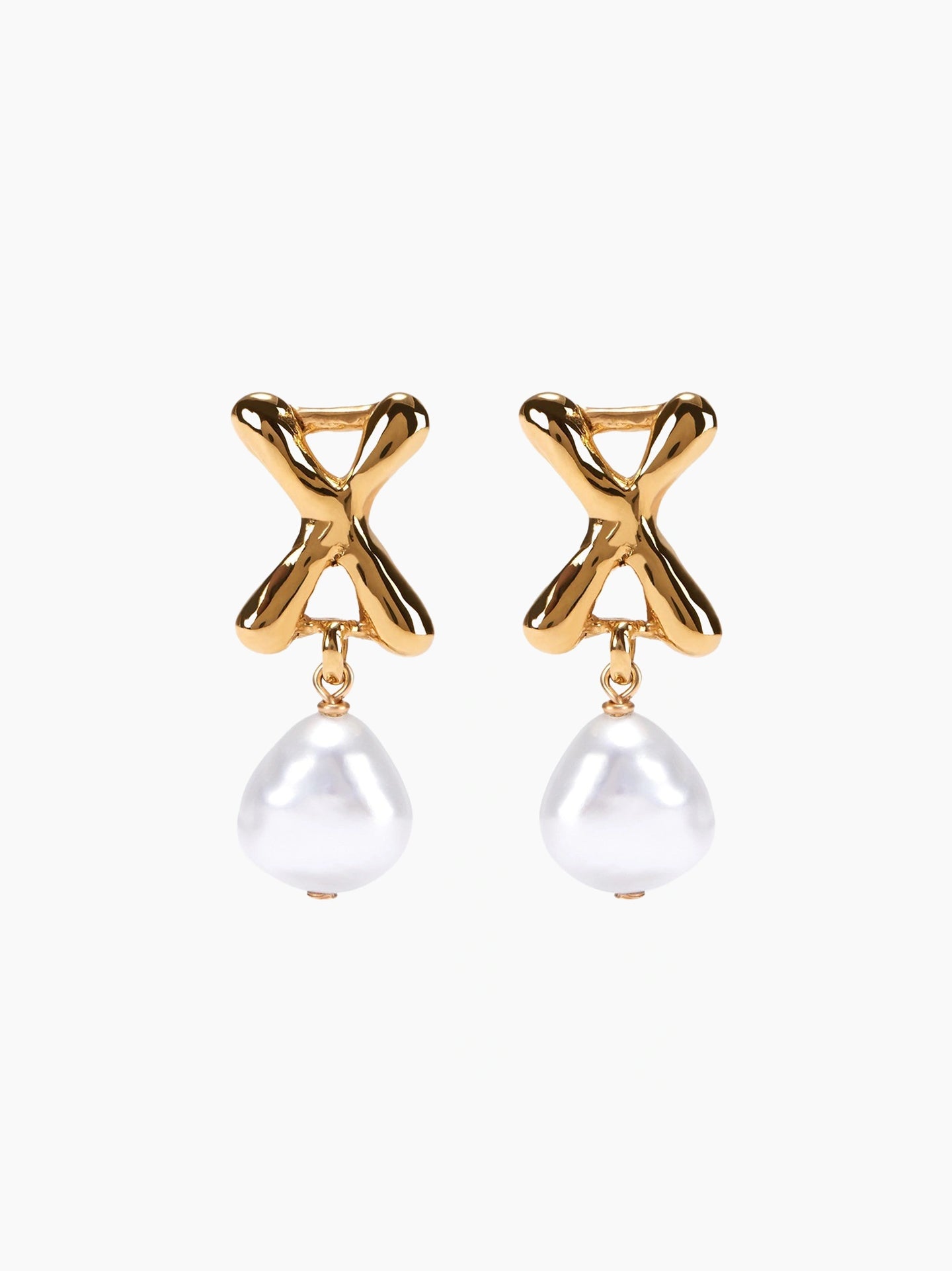 Gold Pearl Letter Earrings
