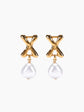 Gold Pearl Letter Earrings