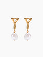 Gold Pearl Letter Earrings