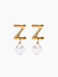 Gold Pearl Letter Earrings