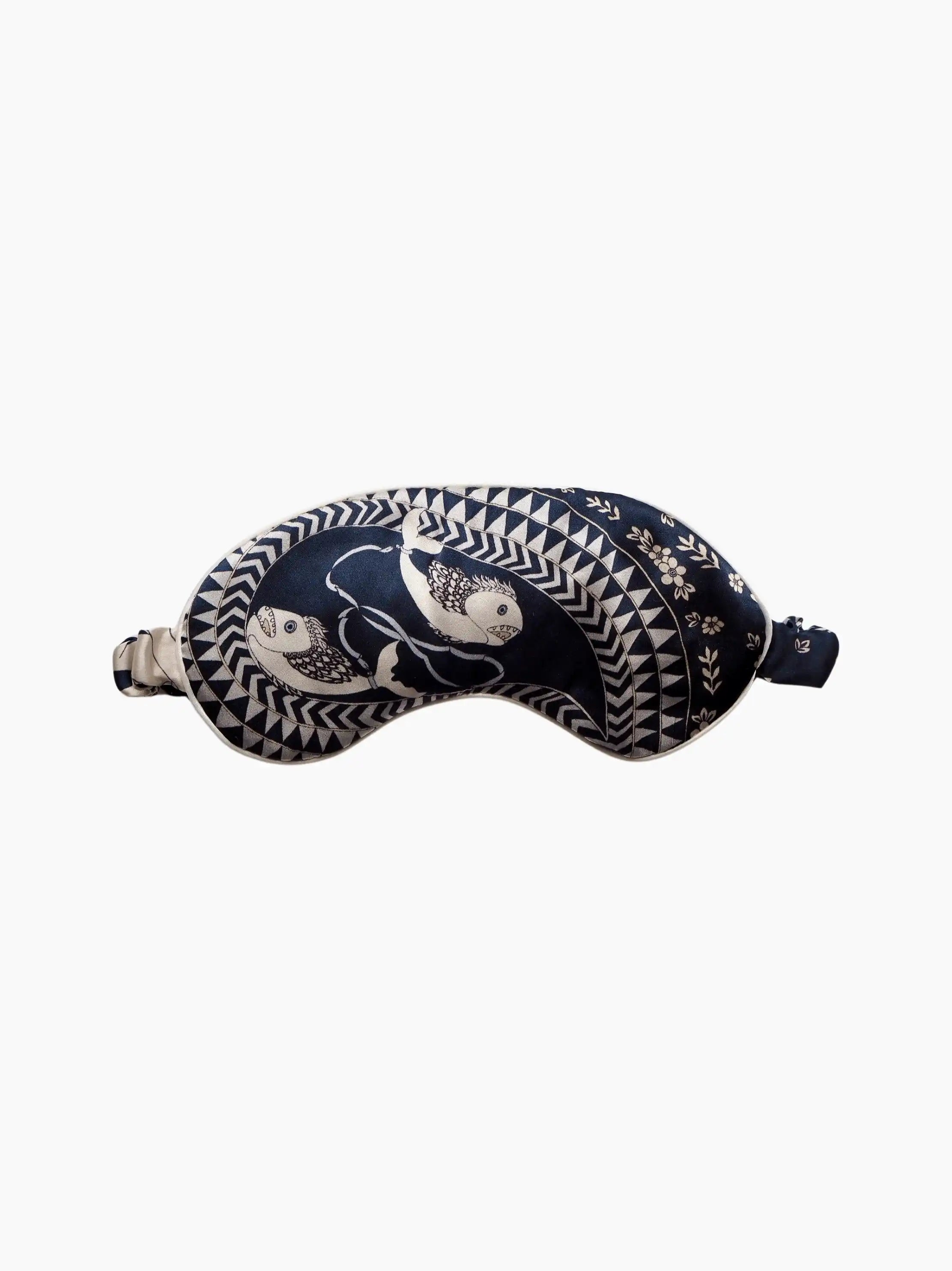 Dark Blue Zodiac Silk Satin Eye Mask Gift Set