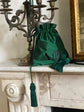 Emerald Green and Electric Blue Silk Pouch Bag