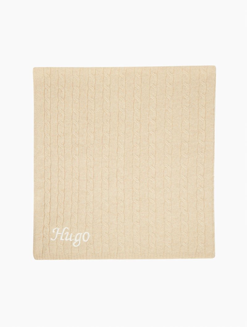 Personalised Cashmere Cable Knit Baby Blanket