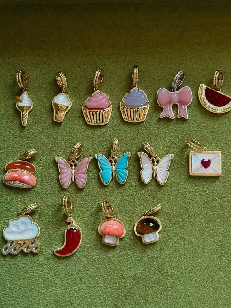 Pink Cupcake Gold Cut-Out Charm