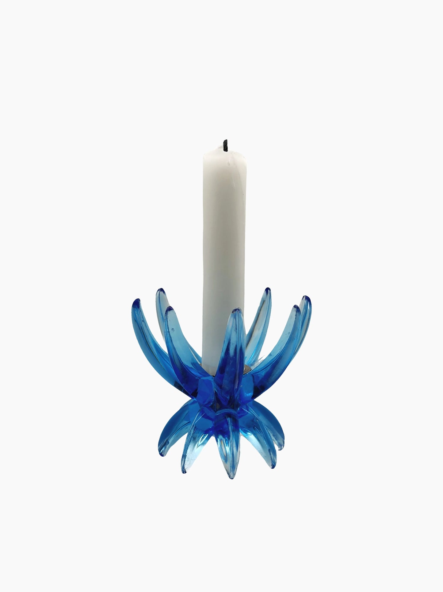 Blue Lucite Candlestick Holder