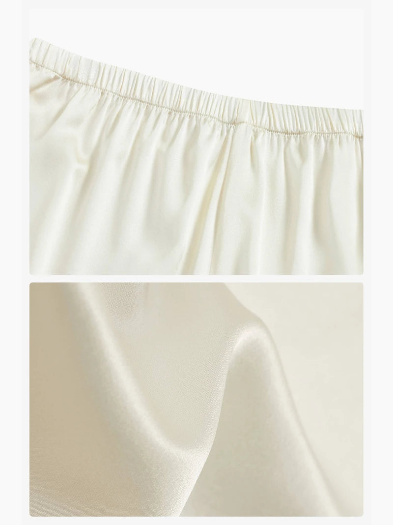 French Style Silk Long Pyjama Set fabric detail