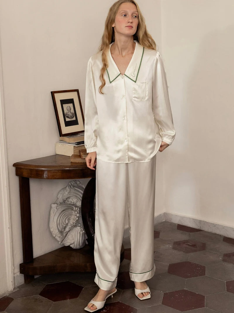French Style Silk Long Pyjama Set