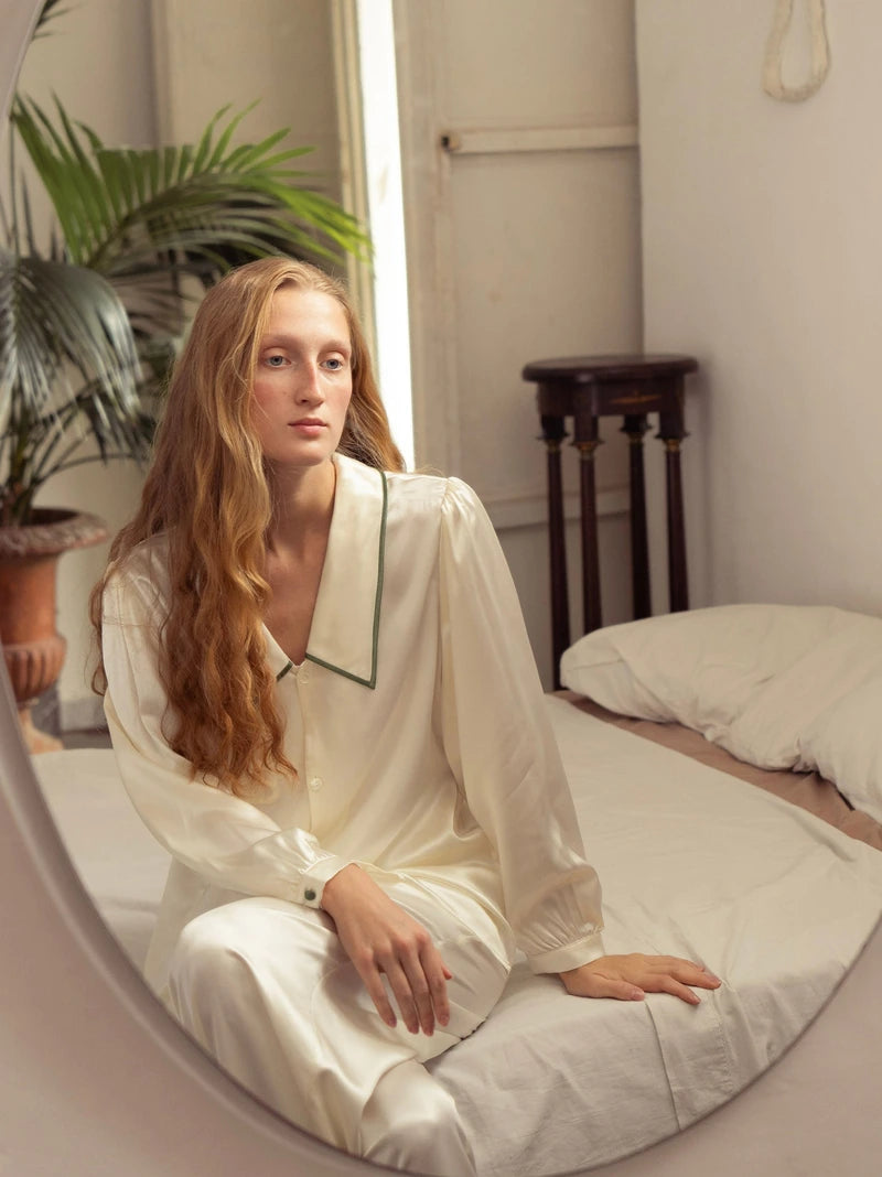 French Style Silk Long Pyjama Set