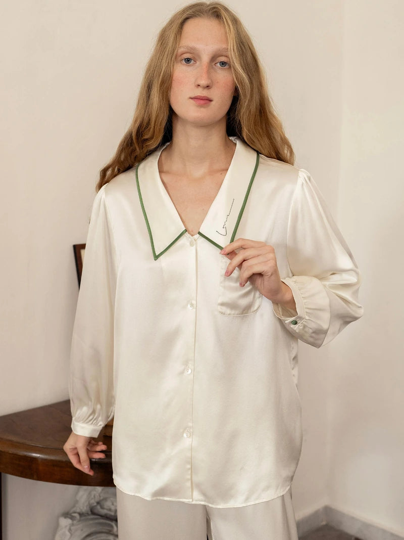 French Style Silk Long Pyjama Set