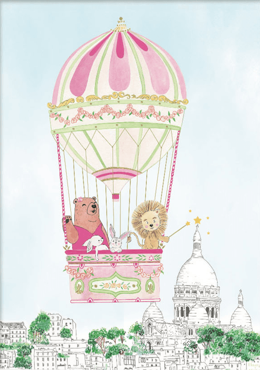 Personalised Hot Air Balloon of Montmartre Kids Art Print