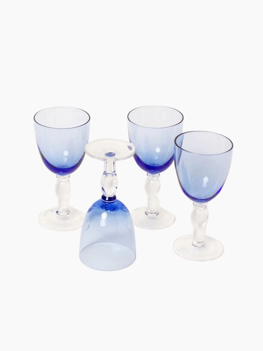 Small Blue Wine Glasses Set of 4