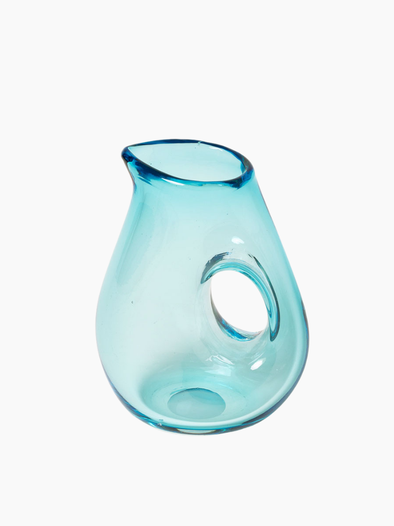 Aqua Blue Glass Pitcher