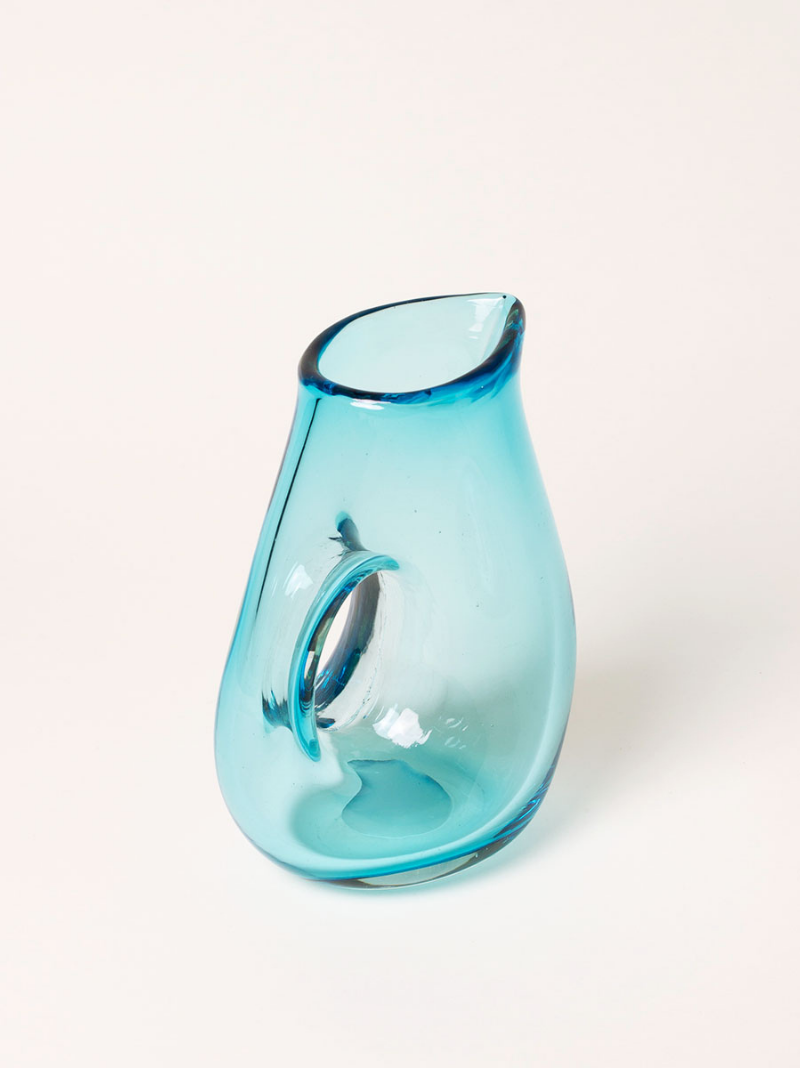 Aqua Blue Glass Pitcher