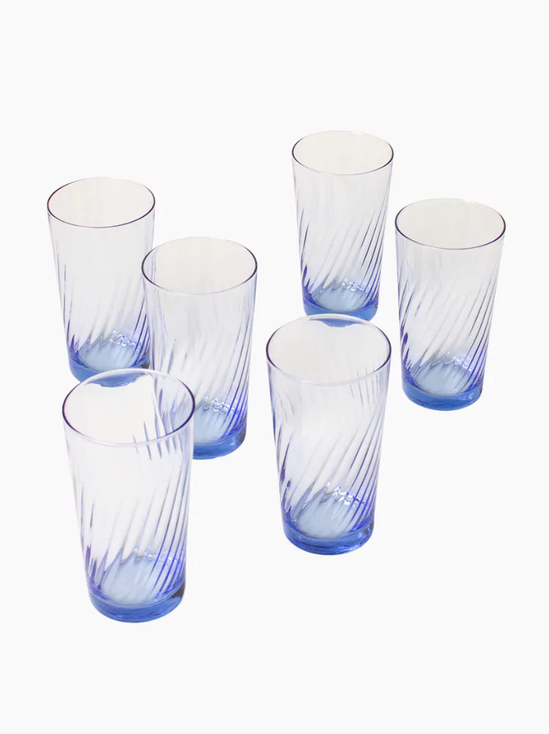 Blue Water Glasses Set of 6