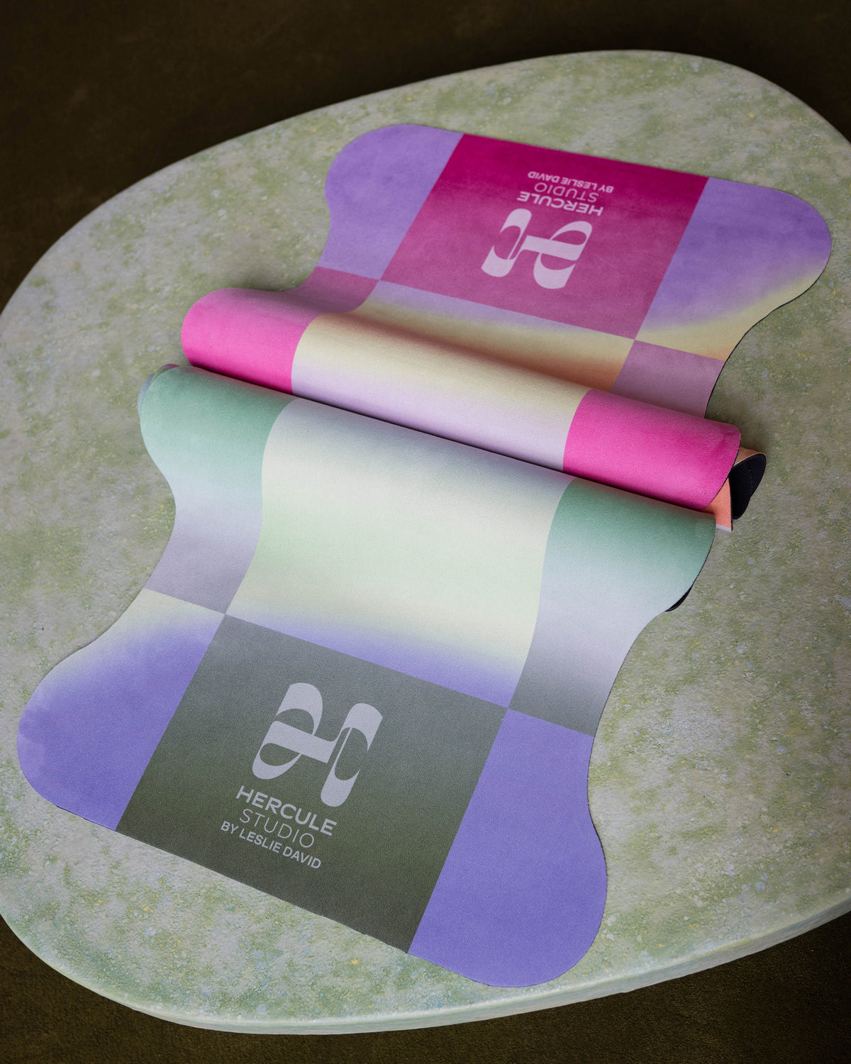 Blue and Green Scallop Yoga Mat