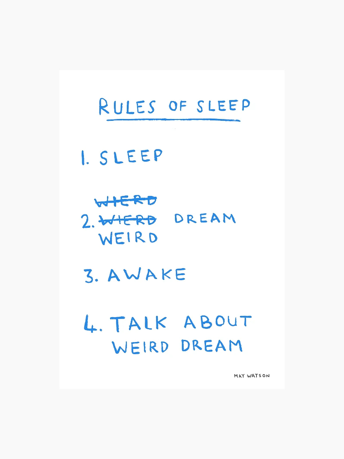 Rules of Sleep Art Print
