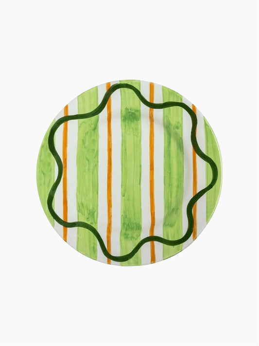 Green Wavy Lines Plate