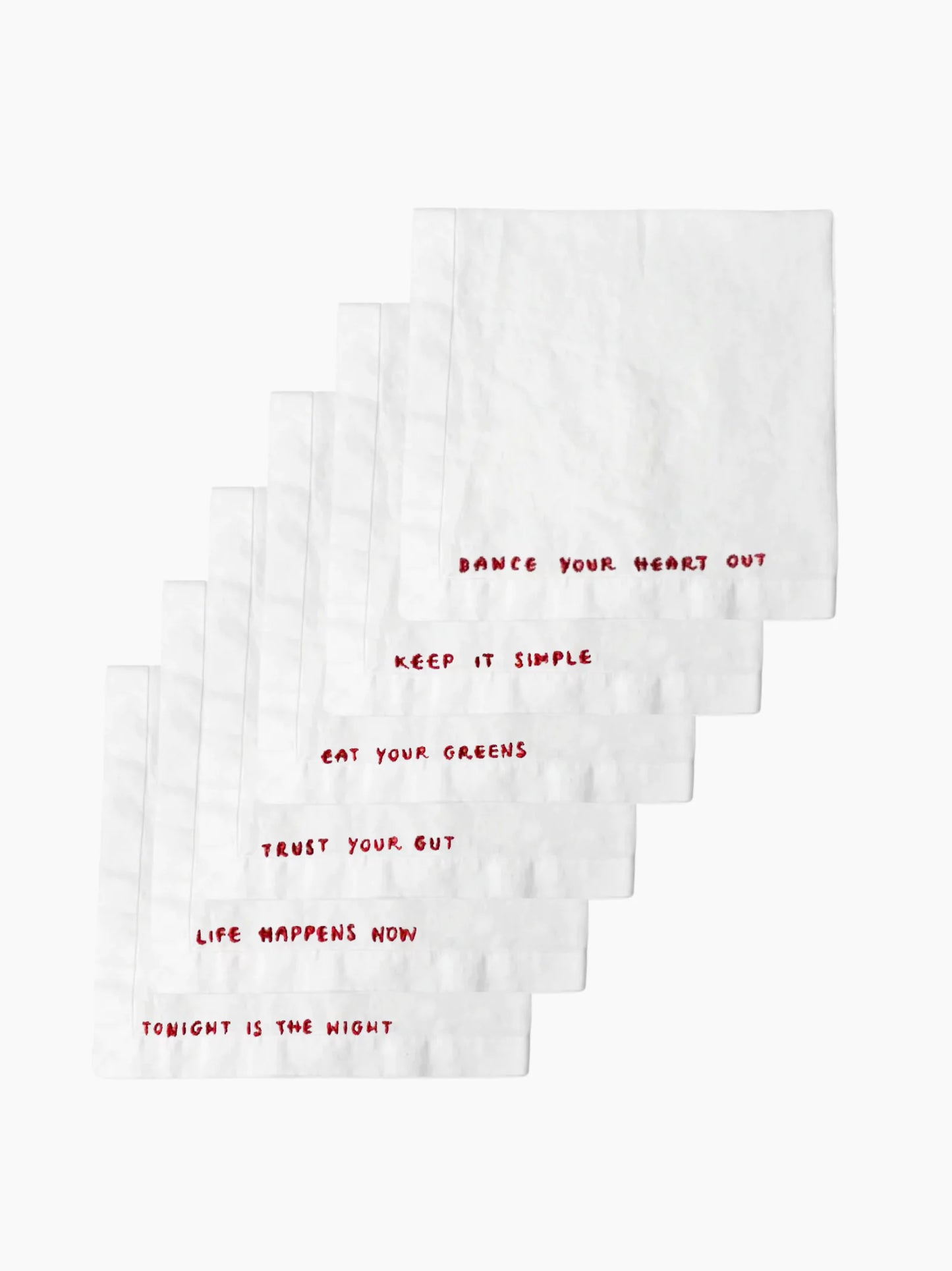 Red Gratitude Linen Napkins Set of 6