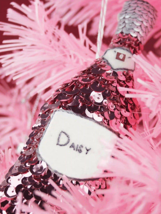 Personalised Rosé Champagne Sequin Ornament