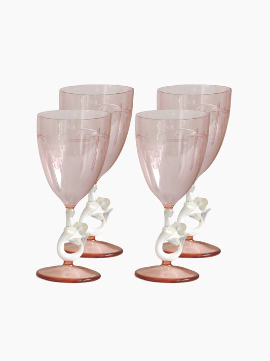 Vintage Mermaid Wine Glass Set of 4