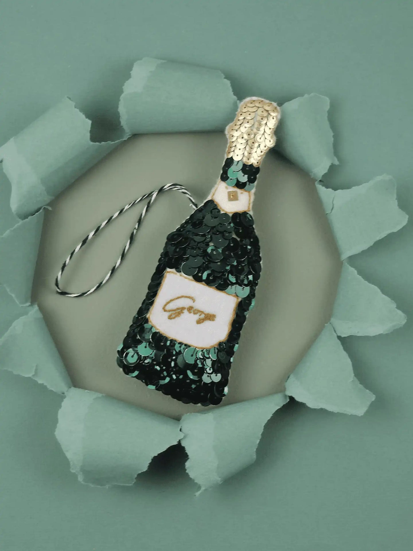 Personalised Champagne Sequin Ornament
