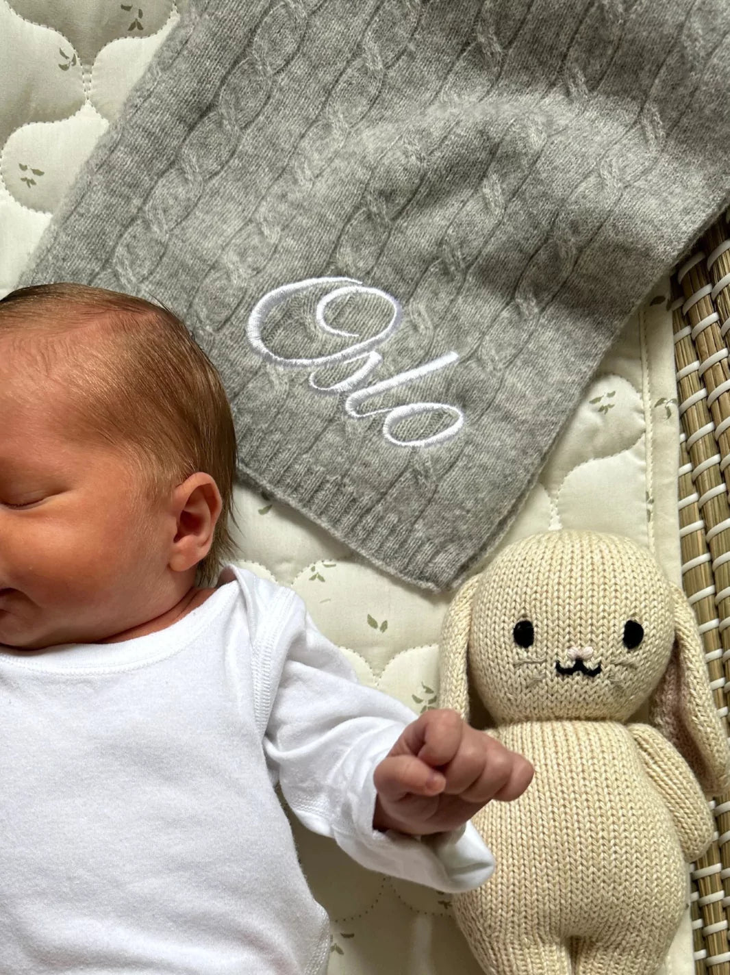 Personalised Cashmere Cable Knit Baby Blanket