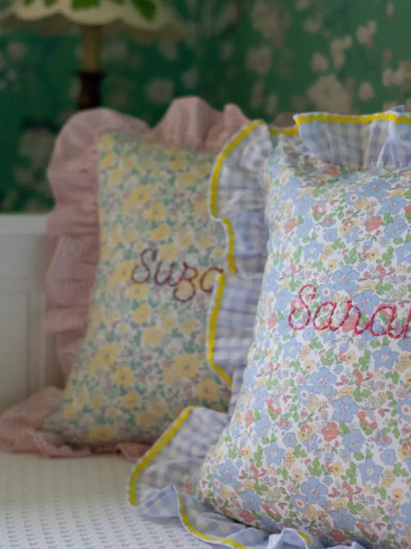 Personalised Ruffle Baby Cushion Cover