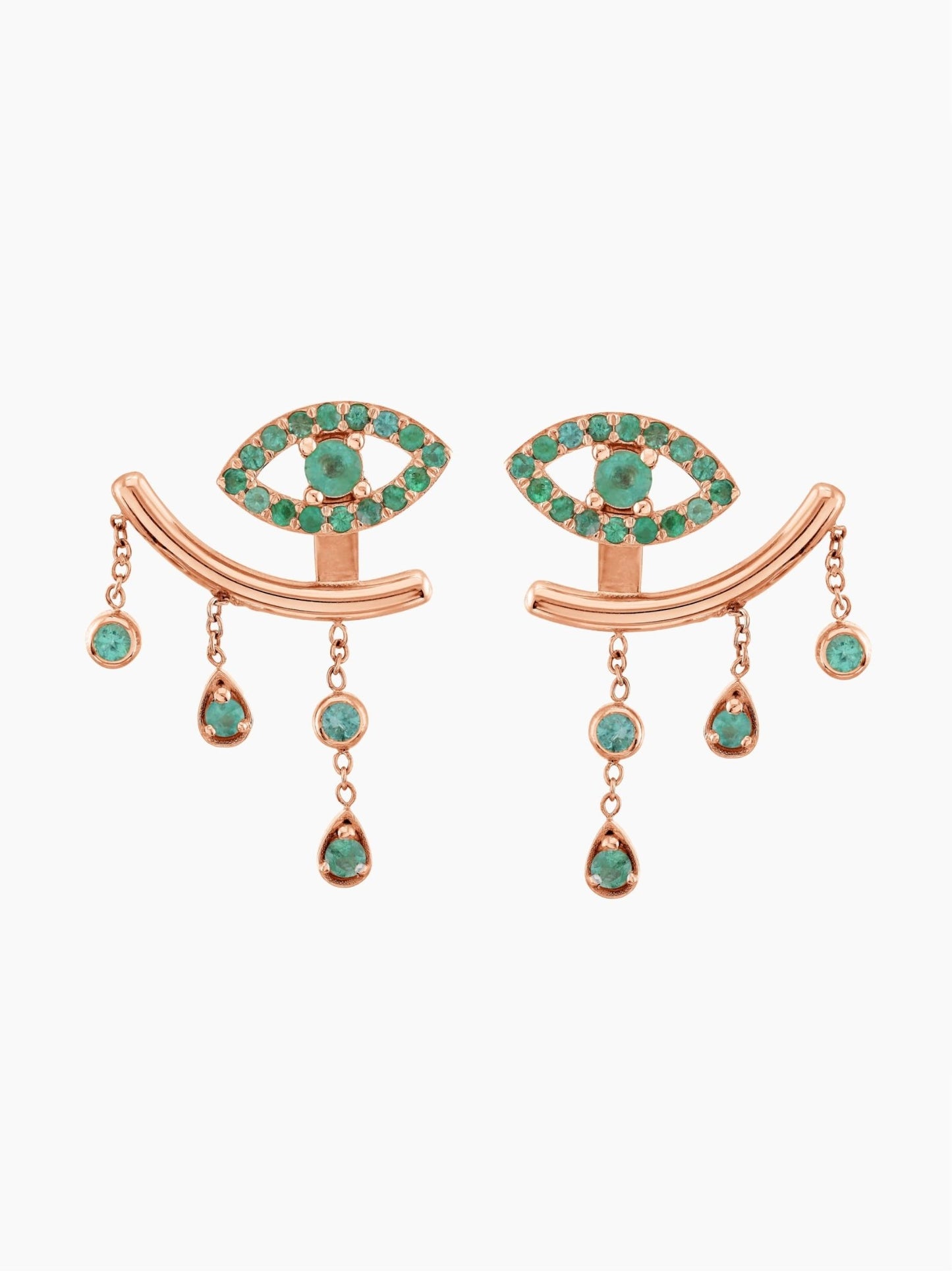 Gold Eye Emerald Earrings