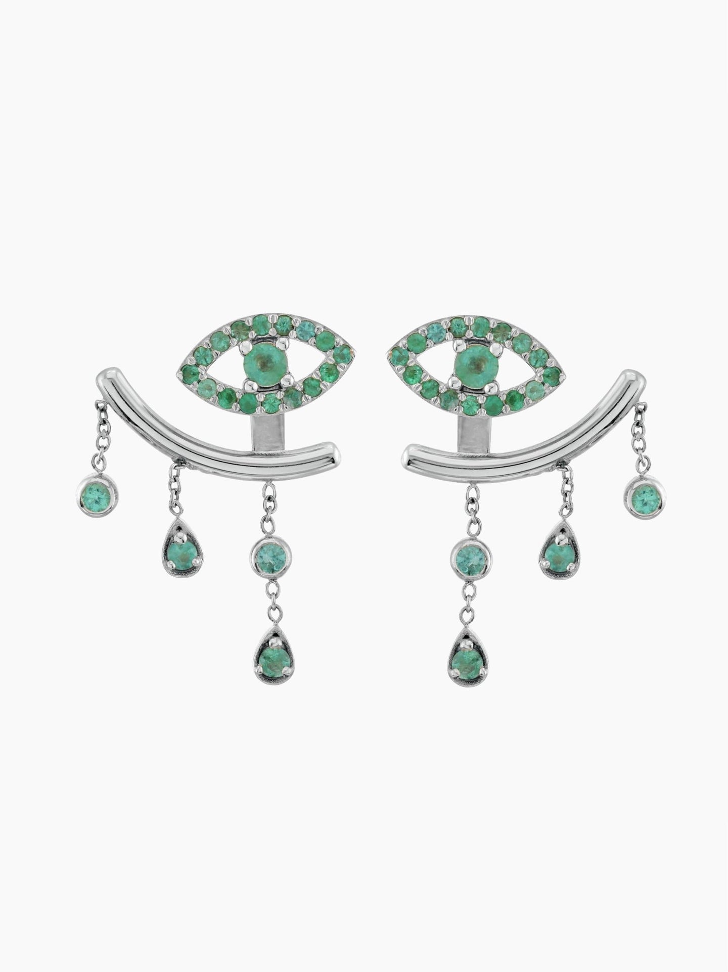 Gold Eye Emerald Earrings