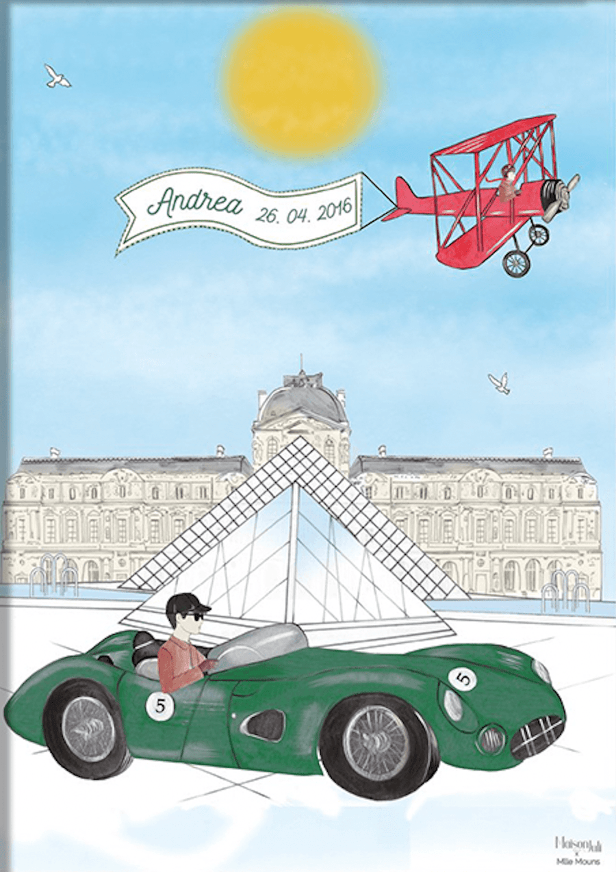Personalised Sports Car Driving by The Louvre Kids Art Print