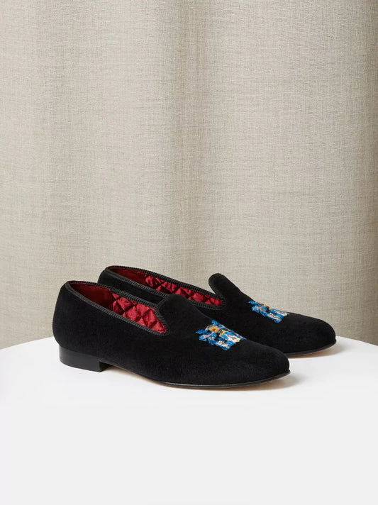 Velvet Family Crest Slippers