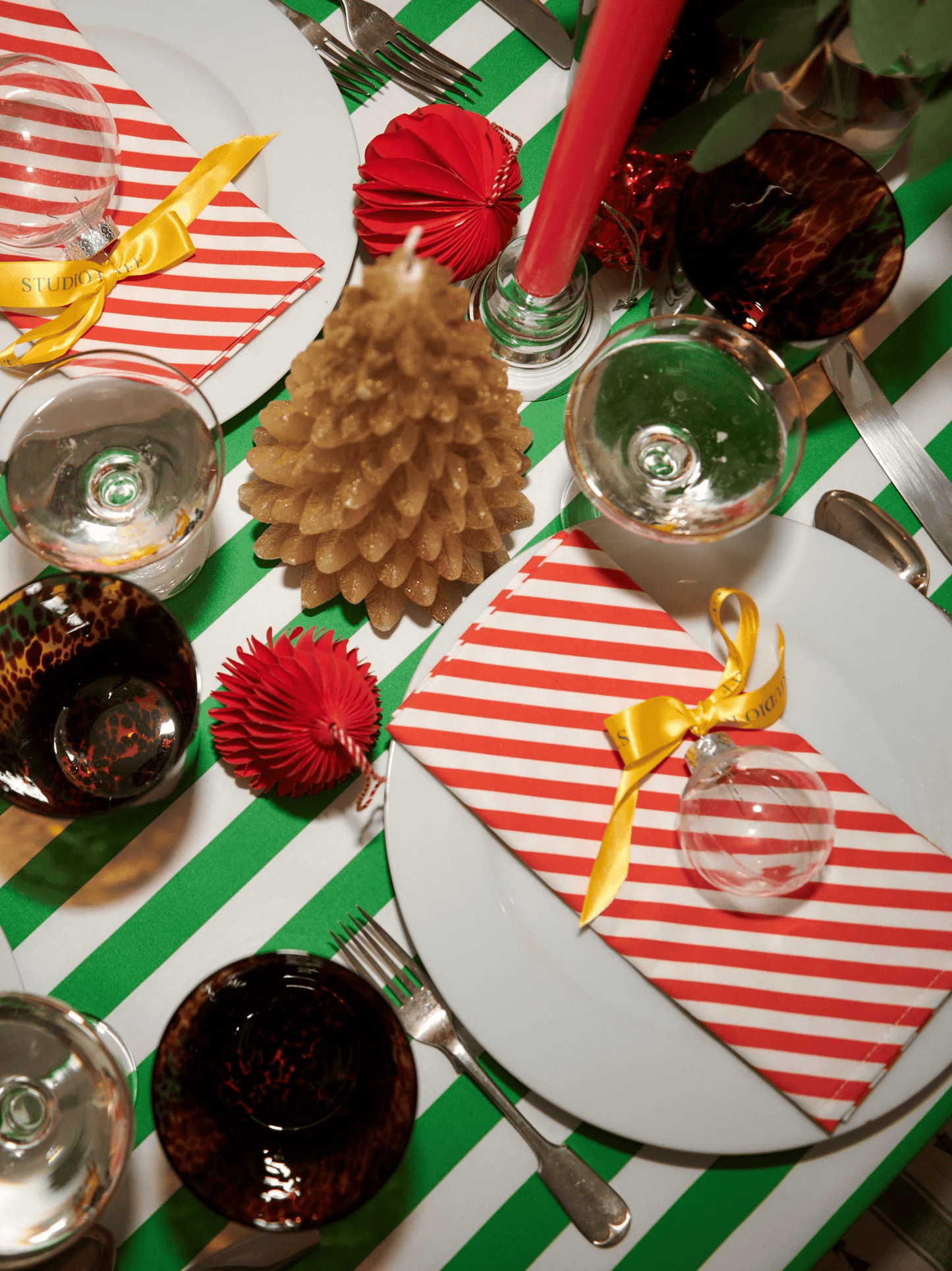 Set of 4 Candy Cane Red Napkins