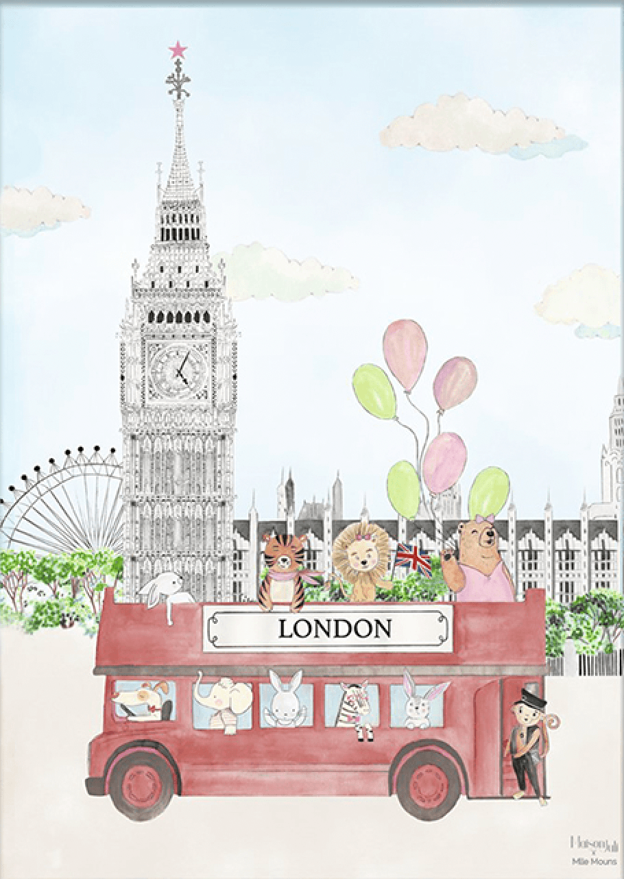 Animals at Big Ben in Pink