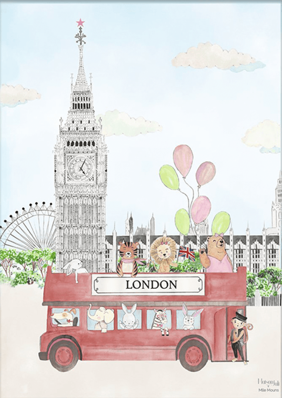 Animals at Big Ben in Pink