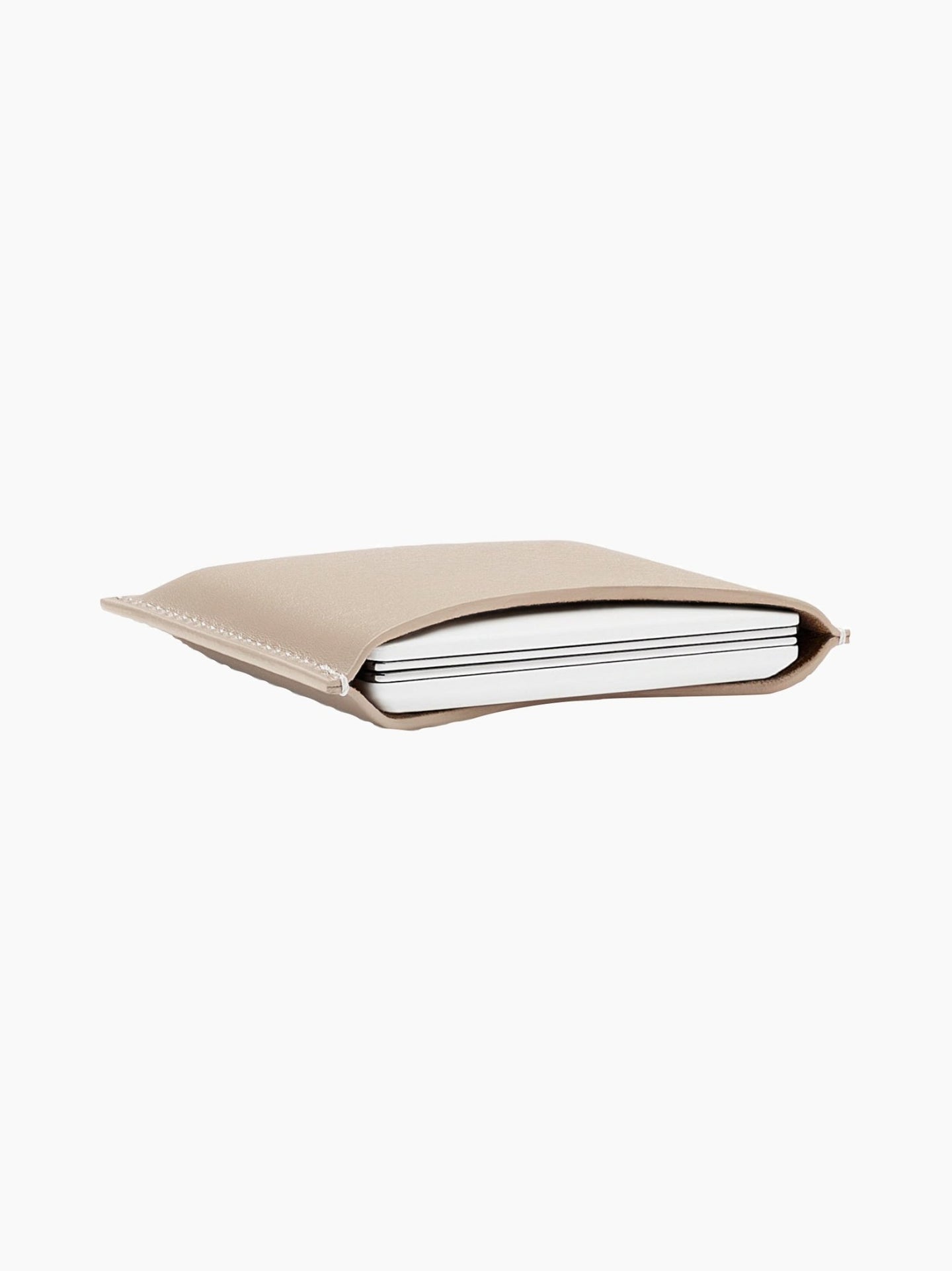 Beige Leather Compact Case
