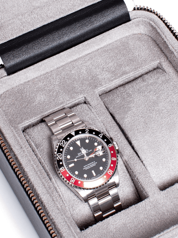 Black Leather Watch Zip Case